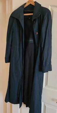 Fleet Street Gray Trench Rain Coat Size 8P Removable Quilted Lining/Hood Long